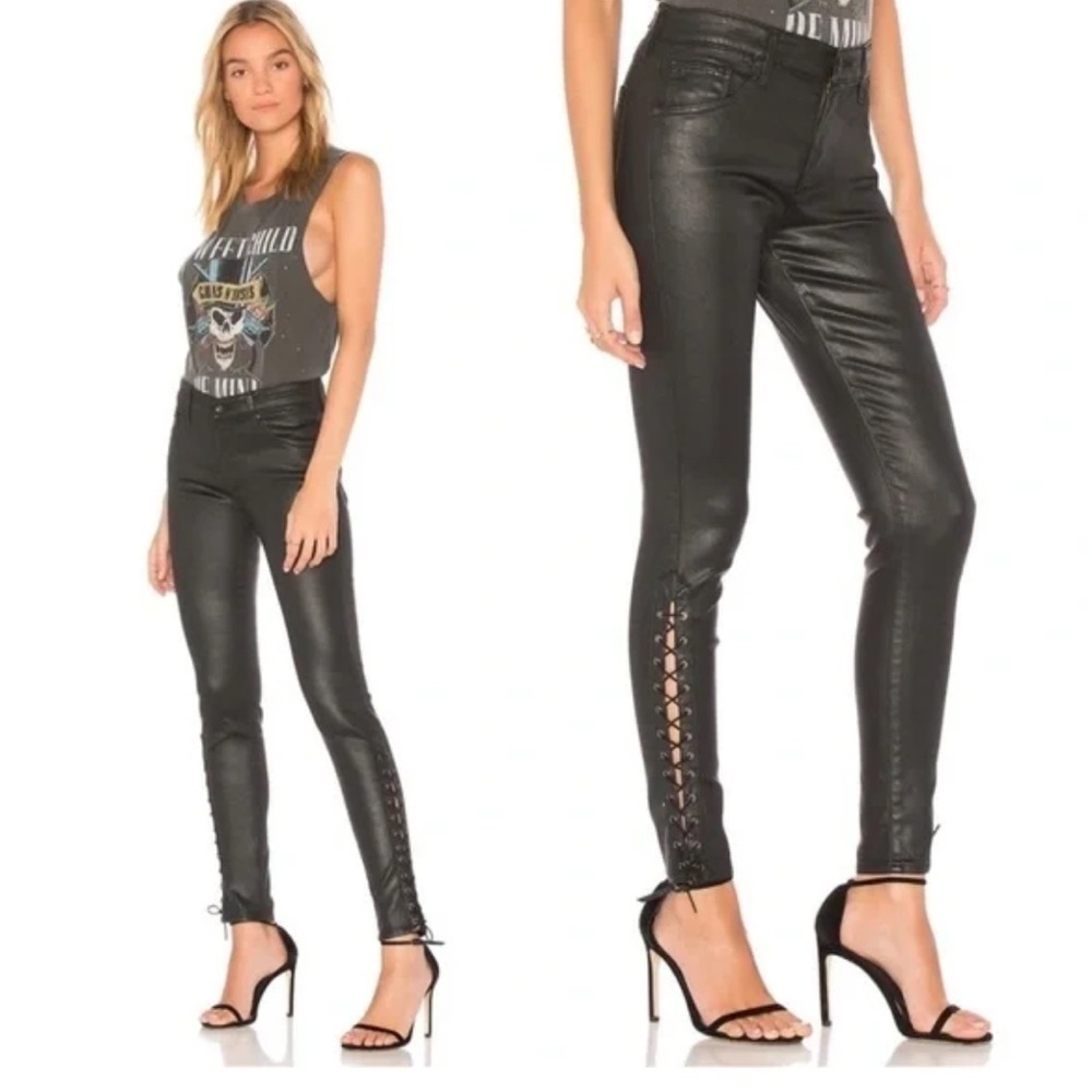 AG The farrah skinny ankle side lace waxed jeans